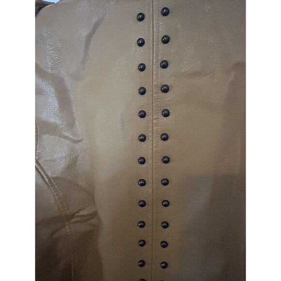 S P Y M Women's Jacket Faux Motorcycle Biker Coat Brown Large - Picture 8 of 14